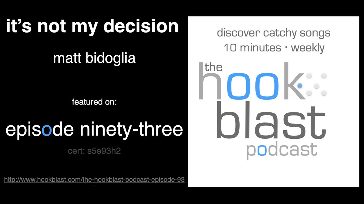 Do you like <a href="/JBONAMASSA/">Joe Bonamassa (Official)</a>? Then you should check out "It's Not My Decision" from <a href="/MBidoglia/">Matteo Bidoglia</a>! It's featured on Episode 93 of #TheHookblastPodcast bit.ly/32rKWpn #NewMusic #JustTheHooks