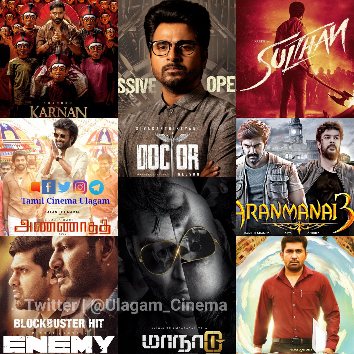 Top 8 Movies at Malaysia Box Office in 2021 (Based on Profit not Gross)

1. #Doctor - Blockbuster
2. #Maanaadu - Blockbuster
3. #Karnan - Super Hit
4. #Sulthan - Super Hit
5. #Annatthe - Hit
6. #Aranmanai3 - Hit
7. #KodiyilOruvan - Hit
8. #Enemy - Hit