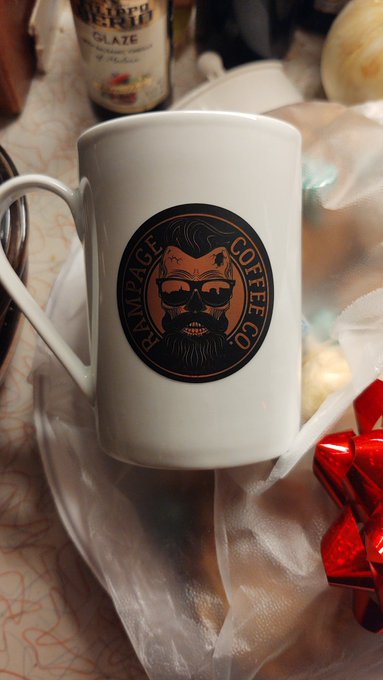 I decided to take one of my plain looking coffee mugs and placed the sticker onto it . https://t.co/