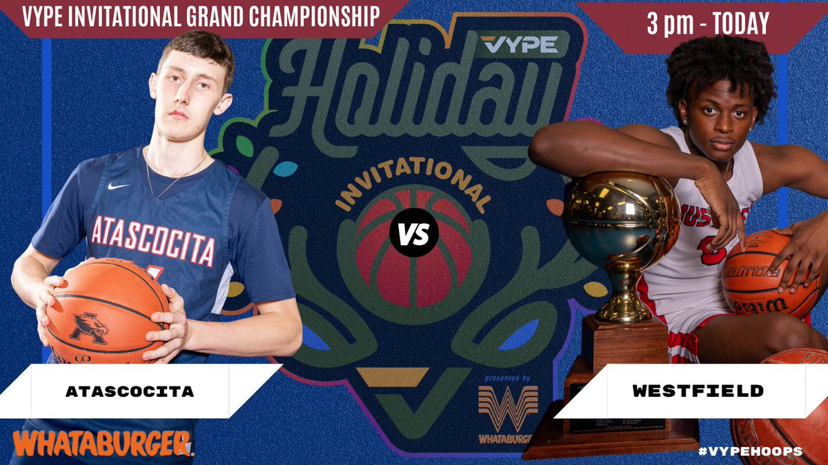 vypehouston's tweet photo. VYPE Holiday Invitational powered by @Whataburger
The Grand Championship game is set!! It will be @AHS_Eagle_BBall vs @WHSMustangHoops #txhshoops #vypeinvitational
⏰: 3 p.m.
🏟️: M.O. Campbell Center
📺: https://t.co/YlL9rOatB4 https://t.co/Jam4HnyT0p