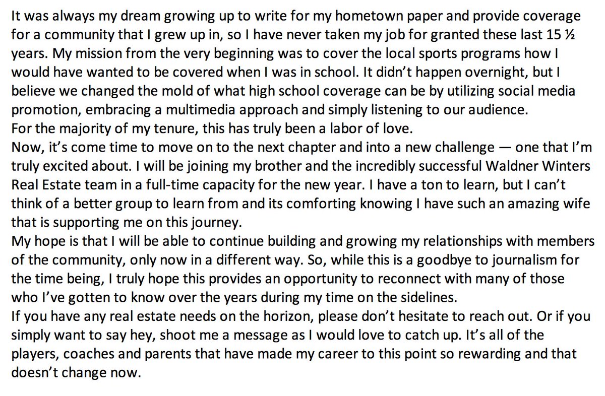 This is incredibly bittersweet, but this week officially marks my last with the Baltimore Sun. Friday will be my final day with a company that I've been with since 2006. Im grateful for all the people I got to meet and the amazing stories I got to tell. Its been an amazing ride