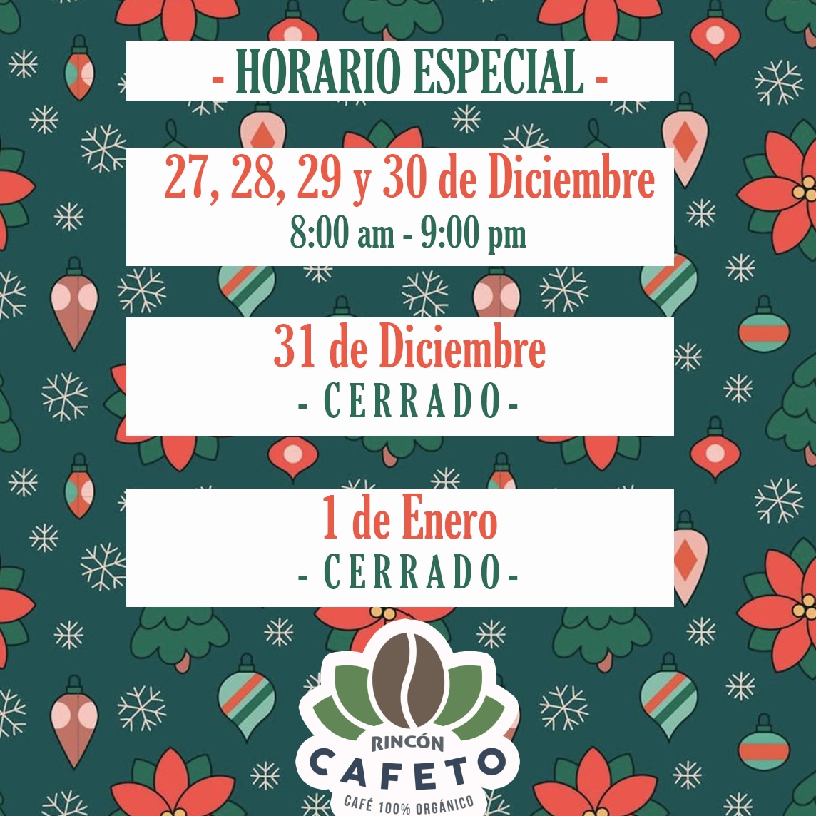 RinconCafeto_'s tweet photo. Les compartimos nuestro horario de atención para esta semana. https://t.co/w6Q5lytrcr