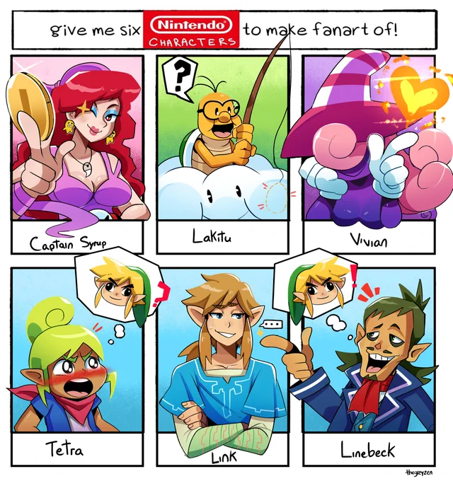 Alright for real this time! the six nintendo characters to make fanart of! (part 1 of 2) 