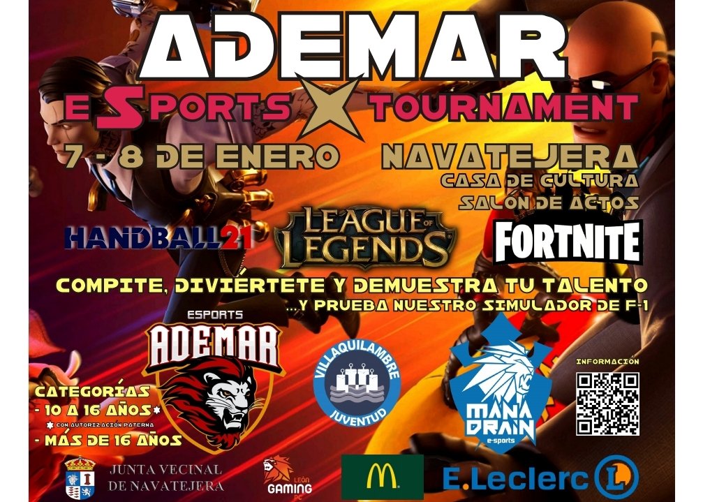 🗣 Nuevo Torneazo 🏆🏆!!
Da igual como os hayáis portado este año chavales porque los reyes nos traen un torneo de matrícula de honor 🙌🙌.
-Fortnite
-LoL
-Handball21
No dudéis en apuntaros!! Cualquier duda a 📪 manadrainleon@gmail.com
#goMND #juventudvq