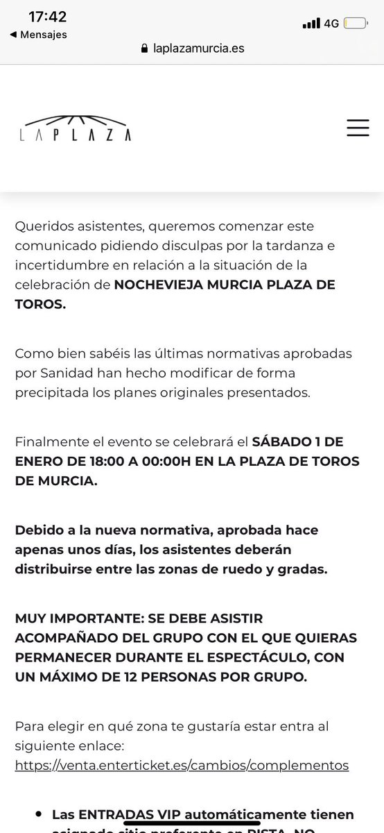 remolinorunner's tweet photo. No son formas de comunicar un evento en este momento de la pandemia. Sin margen de maniobra y poniendo en riesgo la salud de los asistentes. Deben cambiar la decisión y atender las peticiones de devolución de entrada.Vaya forma de aprovecharse de los chic@s. @AytoMurcia https://t.co/U1PftgAqYZ
