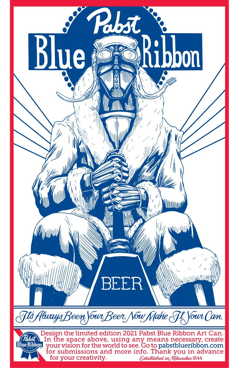 hebkidart's tweet photo. Worked something up for the @PabstBlueRibbon art can contest. Thought it would be fun. #PBR #pabstartcan #artist #PabstBlueRibbon #artcontest #robotartist https://t.co/9soTiQHO7i