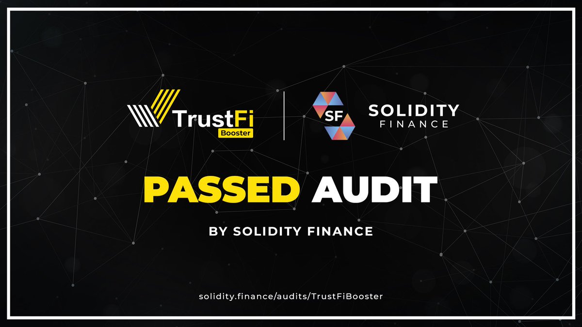 📣Thrilled to announce the completion of #TrustFi Booster’s audit by <a href="/SolidityFinance/">SourceHat - Web3 Security</a> 

TrustFi Booster is a decentralized platform for the incubation of new projects through a collective selection process by $TFI holders, who'll be rewarded for supporting the projects🚀