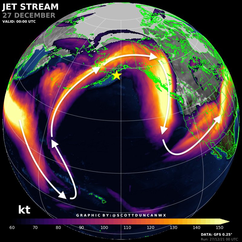 ScottDuncanWX's tweet photo. Tropical warmth and moisture all the way to Alaska.

A new monthly state record has been set, which absolutely pulverised the date record. This remarkable heat goes hand-in-hand with the remarkable contrast in North America. https://t.co/9vkaXCqLJh