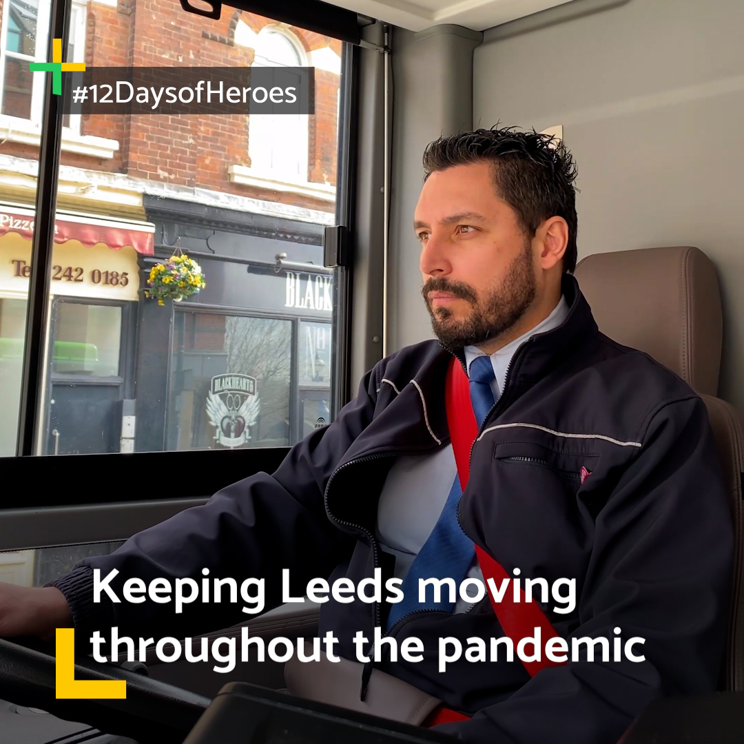 LeedsPlusSocial's tweet photo. Day 10 of our #12DaysofHeroes is dedicated to the likes of bus driver Bojan, who kept the city moving during three long and uncertain lockdowns 🚍

Thank you to him and all of our key workers for everything you did in 2021 👏 

@FirstWestYorks @MetroTravelNews 
@ConnectingLeeds https://t.co/DuqdfYnnGP