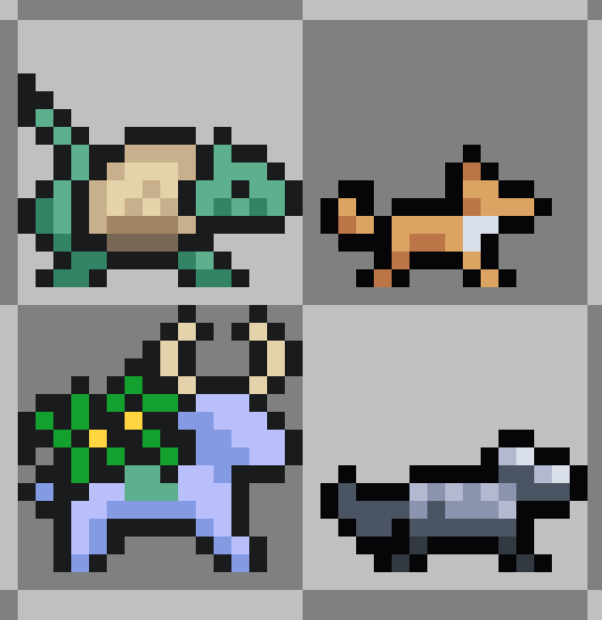 ThingOnItsOwn's tweet photo. More pixel animals - from the ordinary to the mythical #gamedev #heroshour #Indiedev #pixelart https://t.co/NQPgOsIGRG