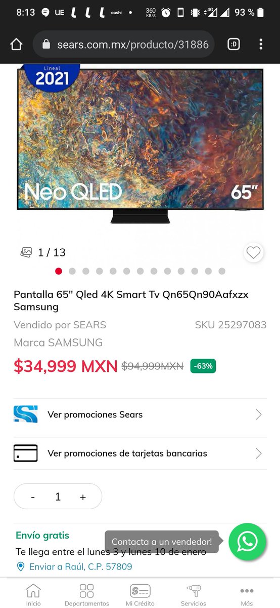 SMARTRRA's tweet photo. Buen día @AtencionProfeco @Profeco solicito de su apoyo/ayuda con @searsmexico para la entrega de mi producto, siguen vendiendo el mismo producto y que a mí no me hagan la entrega cuando se realizó la compra el 10 de nov y solo se limitan a decirme que este pendiente
Gracias https://t.co/uAihBb6jDM