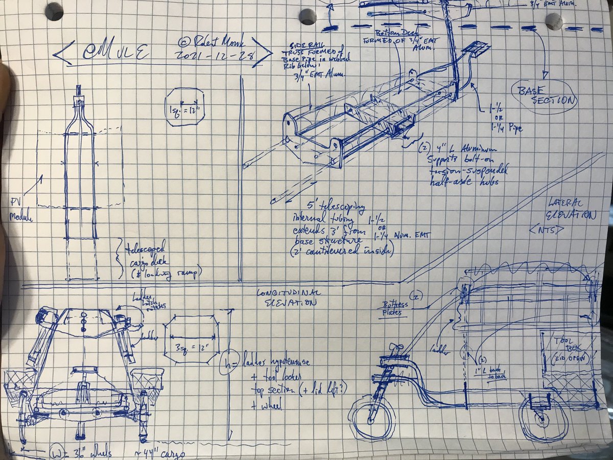 EMule2020's tweet photo. 2AM design inspiration may have resolved my #aluminumWelding challenges -- don't weld!
Rib plates and thru-tubes (& L-sections for torsion half-axles), plus clamped-in 'truss' webbing for vert-aligned thru-tubes...
#eTrailer #ebike #ebicycle #eCargoTrailer @carlacargo @CargoHey https://t.co/vPvRKi9d3A
