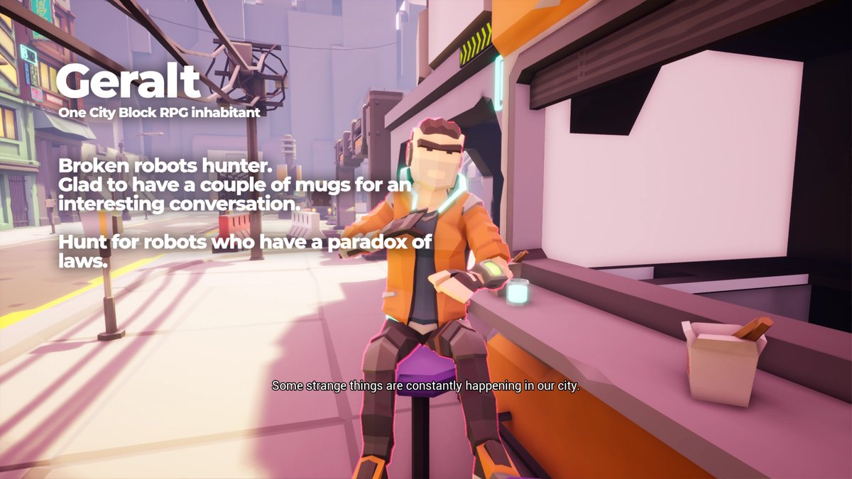 MindSimulation's tweet image. The next AI character of the upcoming One City Block RPG. Please welcome, Geralt, disintegrator of robots with fatal errors.