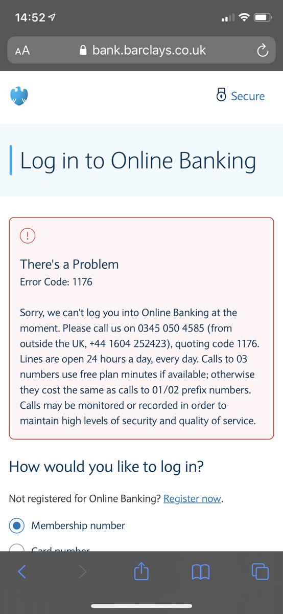 JakeRPoole's tweet photo. @BarclaysUKHelp can’t login to online banking, every time I enter my details I get this.. https://t.co/KmLnqkilqW