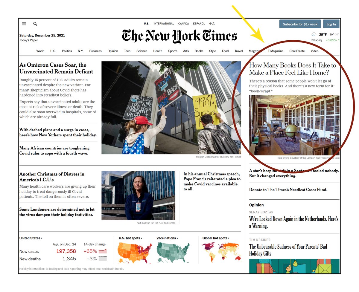 oakknollbooks's tweet photo. Have you read the #NYTimes article featuring Reid Byers and his book The Private Library yet?

Check it out now! https://t.co/Jn744a0Qm1

(Image is a screen capture of the New York Times website homepage on 12/25/21)

#oakknollpress #privatelibraries #libraries #architecture https://t.co/CM3ME12ld3