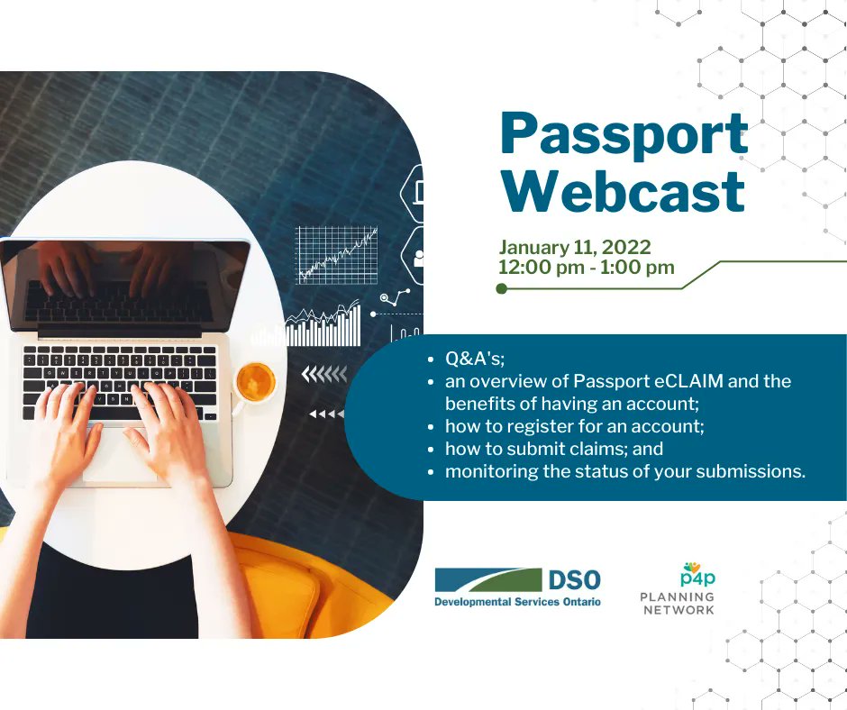 Join the next Passport #Webcast on January, 11, 2022 from 12:00 p.m. to 1:00 p.m. EST. to ask questions and learn more about the Passport Program! buff.ly/3yBsy90 #DSOntario #PassportFunding