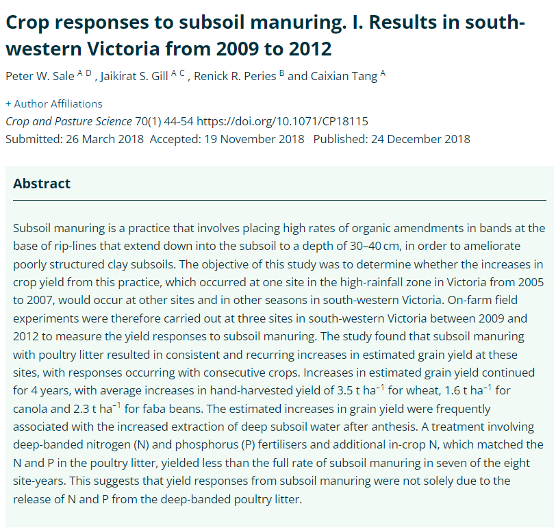 InnovationFarm7's tweet photo. Innovation overcome constraint in heavy clay subsoil -subsoil improved, getting clay to form larger particles to increase pore space, so roots grow and access water &amp; air.
Subsoil manuring composts &amp; animal manures 16-18 t/ha created new porous structure, much less waterlogging! https://t.co/NcvtUVoG0n