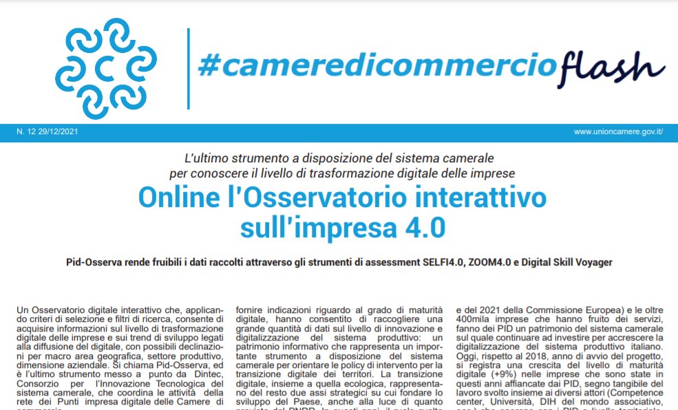 unioncamere's tweet image. Il nuovo Osservatorio interattivo su #Impresa40 e i numeri dell'ufficio stampa #Unioncamere nell'anno che volge al termine: disponibile la nuova #newsletter #cameredicommercioflash. bit.ly/3sFqkEH
