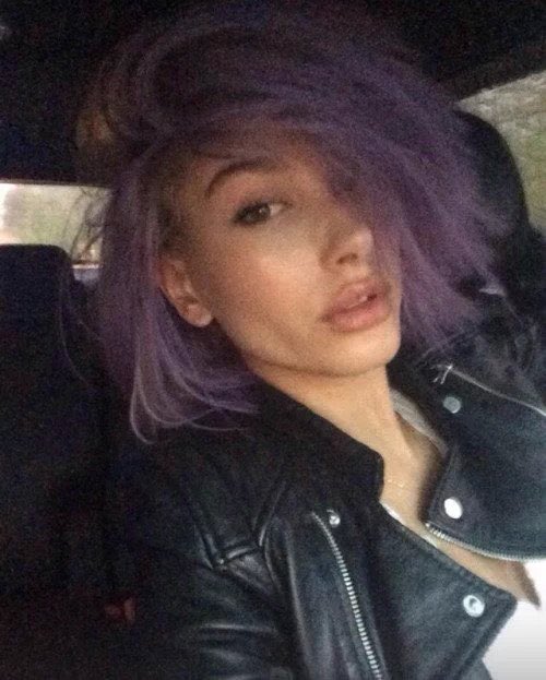fetusbaldwin's tweet photo. thinking about hailey baldwin with purple hair https://t.co/ekNJeDKVNP