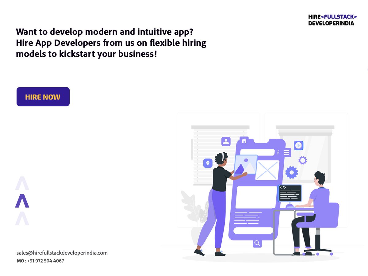Hire Mobile App Developers from HireFullStackDeveloperIndia on a flexible hiring model to create high-quality apps at the best reasonable rates. 

For more information, connect: bit.ly/3uRNnep

#app #hiremobileappdevelopers #hirededicatedappdevelopers #TechTrends