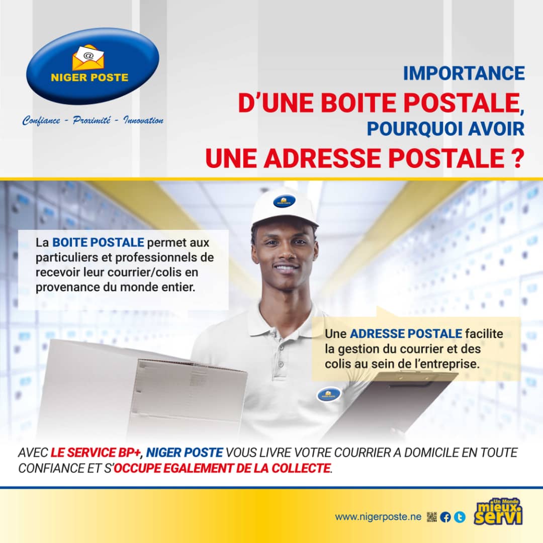 NigerPoste's tweet photo. À l'ère du e-commerce, une adresse postale est incontournable!
#BoitePostale
#Unmondemieuxservi https://t.co/sXhhBTGYLb