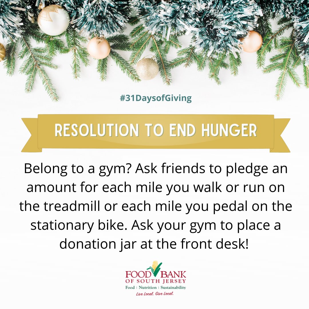 foodbankSJ's tweet photo. DAY 29: Make a resolution to end hunger. Get your gym, friends and family involved. #31DaysofGiving #NewYearsResolution https://t.co/WuLFd3Y0fL