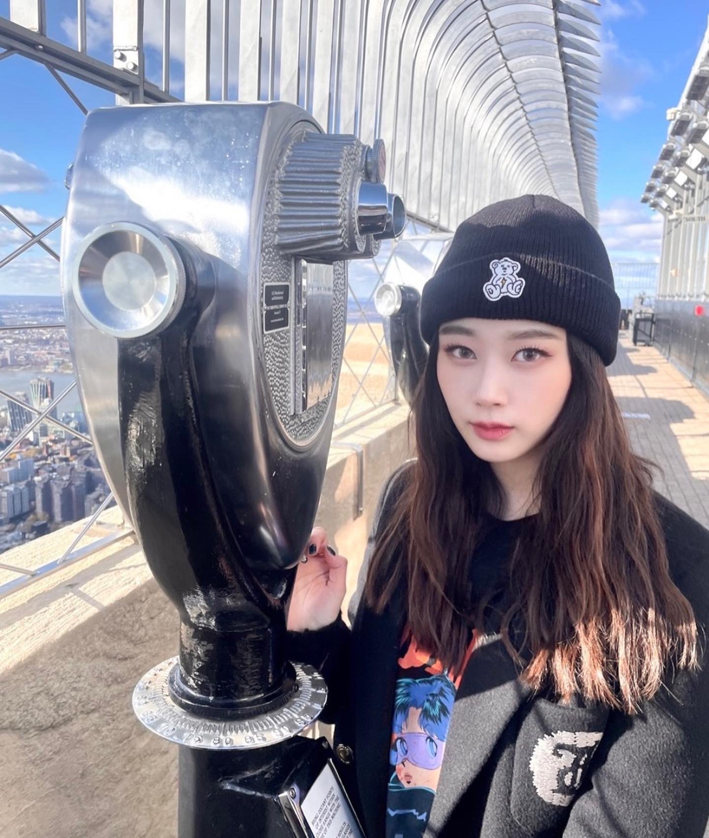 ジゼル 着用 aespa 田中かえ ビーニー ニット帽 Giselleちゃん💕🌙 デザインしたbeanie着用してくれてありがとう