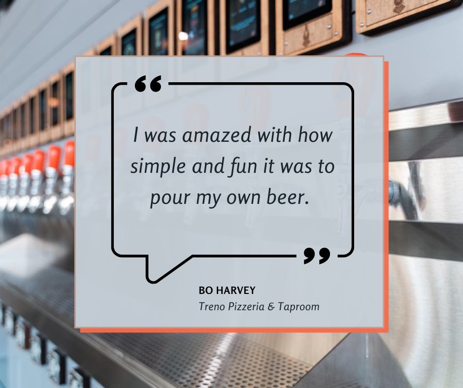 iPourIt's tweet photo. Co-Owner of Treno Pizzeria & Taproom in Temple, TX, Bo Harvey, mentioned that he was first introduced to iPourIt technology while on a trip to Colorado.
"I was so amazed with how simple and fun it was to pour my own beer."
#iPourIt #Selfpour #Smarterselfpour #SelfPourTechnology https://t.co/YsQATryq0T