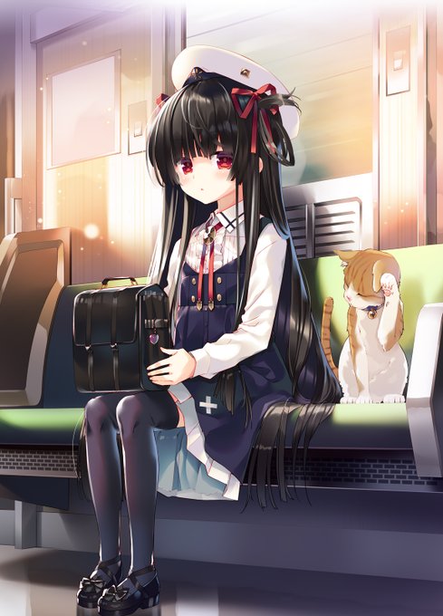 これかなぁー。直近のキャラデザによく似てるオリジナルの子。
車内風景はいくつかの車両から関西っぽいところ混ぜました。あと日除けといえばカーテンじゃなくて鉄板が出てくる鎧戸。
#年の瀬に渾身のイラスト晒すのでフォローしてください 