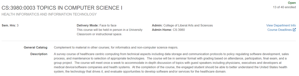 UIowaCS's tweet image. 👀 #bump 3⃣ weeks til @uiowa Spring semester. Some 🪑 left in #TopicsCourses on #CloudApplicationProgramming, #HealthInformatics|#InformationTechnology, #DependableSystem Design➕#PrivacyLaw|#Technology. Those are not on regular rotation... so don&apos;t 💤😉 if interested! ☁️⚕️⚖️⚙️