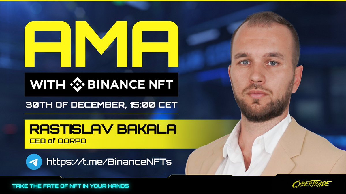 CitizenConflict's tweet photo. ⚡️ AMA with @TheBinanceNFT tomorrow! ⚡️

🗓 30th of December
⏰ 15:00 CET 
📍 https://t.co/4GTKURLgMU 
💸 prize pool 500 BUSD

🚨Plus special reward - One #Metaverse Mystery Box as a drop on https://t.co/e0u6cr2Rgn 🔥 
‼️Only one rule - use hashtag #qorpomarket under this tweet https://t.co/lpTqKhrJYN