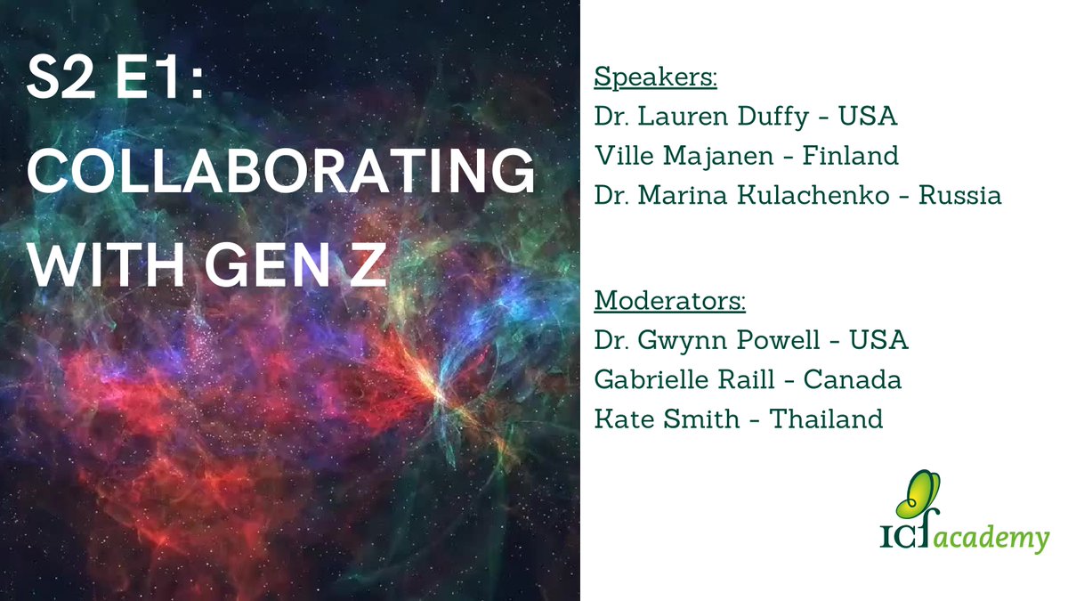 ICFButterfly's tweet photo. The link to the video recording of S2 E1: “Collaborating with Generation Z”, that took place on December 14, 2021 is finally here:
https://t.co/iyoaGkQ1NH
#ICFAcademy #ICFConnect #GenZ #ThanksToCamp https://t.co/KLk0L08viN