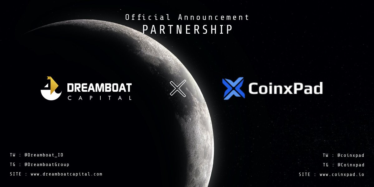 Dreamboat_id's tweet photo. 🚨 Partnership Announcement 🚨

We are so excited to announce our partnership with @coinxpad 🔥

CoinxPad is the first Cex / Dex Multi-chain IDO Launchpad! 

As we know, together we can grow🚀 https://t.co/u8Q9Bafuuh
