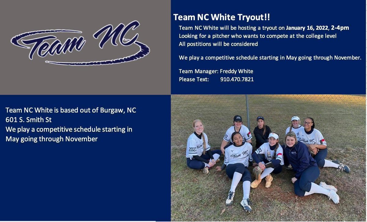 With all the holiday celebrations and gatherings we wanted to remind anyone looking for a competitive team with a competitive schedule, wanting to play at the next level to come check us out on January 16 from 2-4. Location below