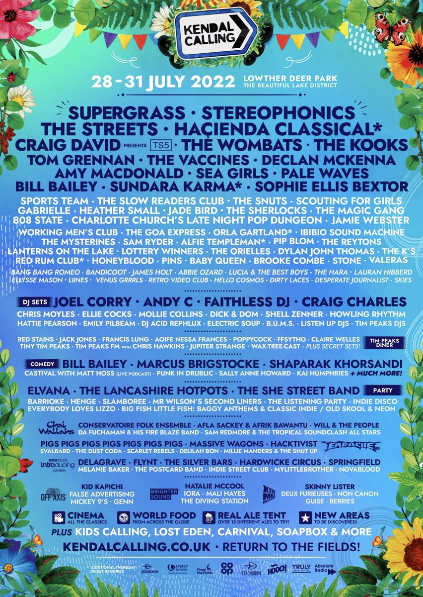 EaracheRecords's tweet photo. 2022 is coming! Join us for festival season in the beautiful Lake District 🎪
Tickets still available to see @massivewagons
@thedustcoda
@ScarletRebels
@MillieManders
@Svalbardband
@DelilahBon_ & more at @KendalCalling #earachestage in July.
😎Tix https://t.co/h4kMXrE4xS https://t.co/71T7gWvkCs