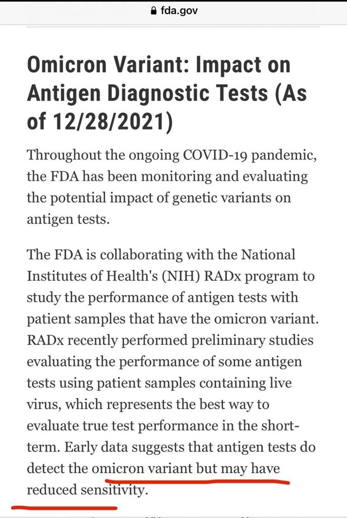 DrPacoMoreno1's tweet photo. Información importante compartida por @bred_gomez.
La sensibilidad de la prueba de antígeno disminuye con la variante Omicron.
Si tienes síntomas hazte una PCR, sobretodo si vas a convivir con personas vulnerables.
#COVID19 https://t.co/pfhMATJUv7