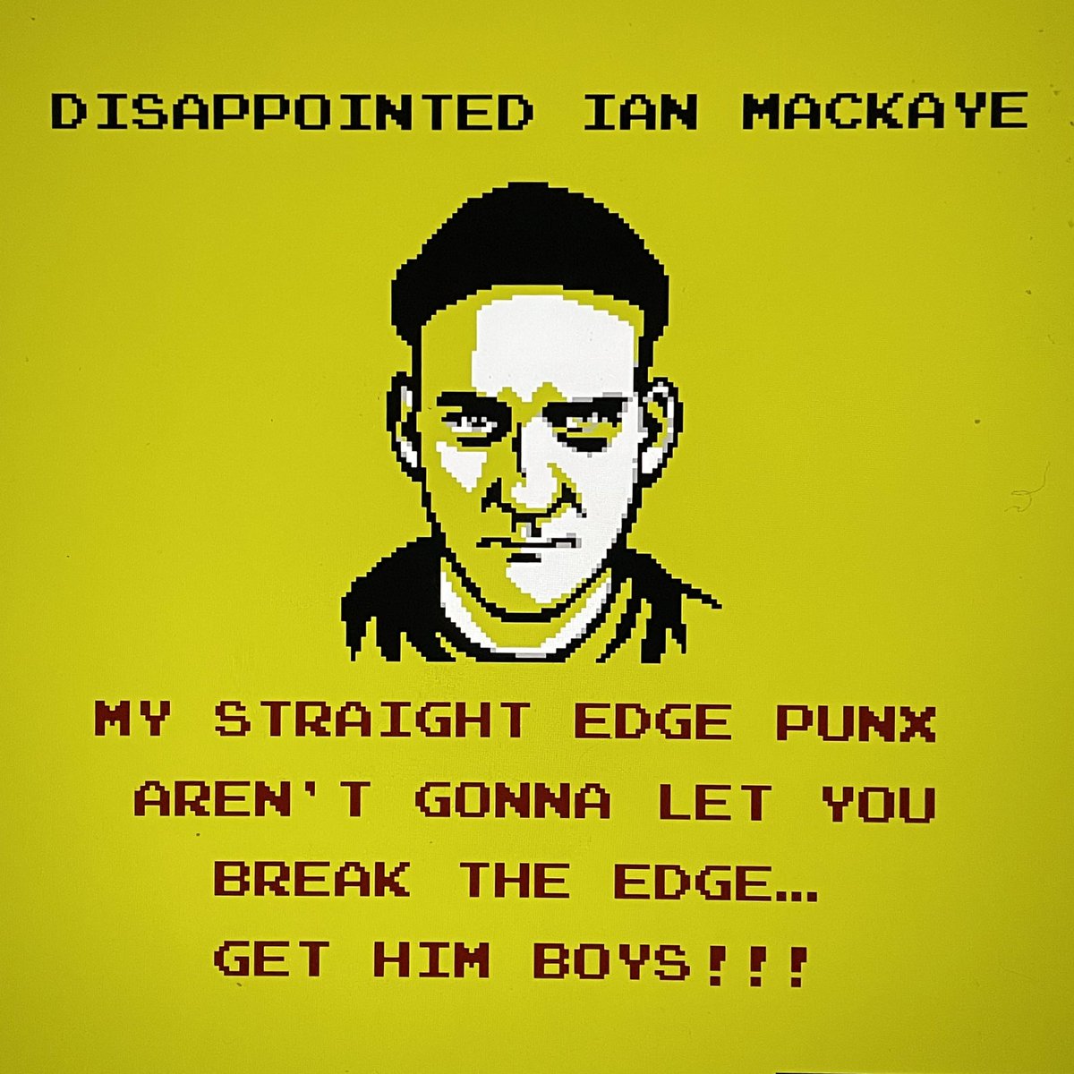 wolffaceyeah's tweet photo. Hit me up if anyone knows how I can get one of these Nintendo games to Ian MacKaye @dischordrecords ! And although @larsulrich is the main villain in the game, he isn’t getting shit no matter how much he begs. https://t.co/Z7nYp2pUDM