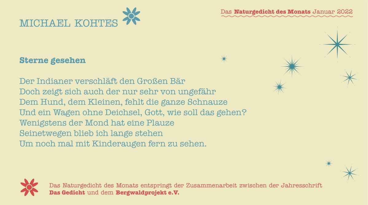 bergwaldprojekt's tweet photo. Um den Nachthimmel wieder genießen zu können. braucht es 2022 endlich ein Nachtschutzgesetz.
+ Das #NaturgedichtDesMonats Januar '22 + 
in Kooperation mit: @dasgedicht
 
—> Michael Kohtes (*1959): Sterne gesehen https://t.co/ywadvQvLXz