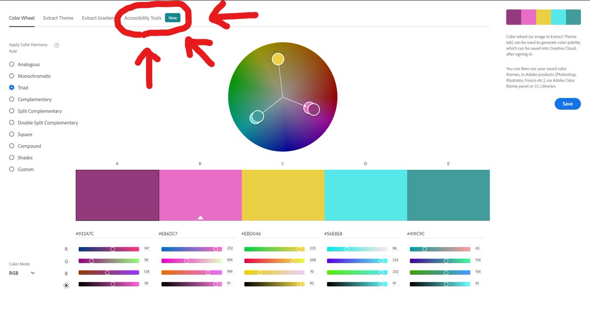 atmos_fierce's tweet image. FREE ACCESSIBILITY TOOL

If you are using Adobe Color, there are new accessibility tools that are super useful! Here is a little thread on how they work