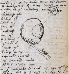 BigGravityIssac's tweet photo. I am fascinated with optics and how we perceive light. So in the name of science, I decided to make the very sensible decision of poking my eye's tear duct with a bodkin (a large needle). Doing so, made a black blurry dot appear. Wonder what that could mean? #tooswag4labsafety https://t.co/91UK4y7UX3