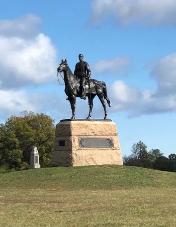 Did you know? The George G. Meade Equestrian Monument on Cemetery Ridge is one of two of the oldest equestrian monuments in #Gettysburg, dedicated in 1896.  

What is the other one and where is it located? 

📸: Ann Blyler Wasilus