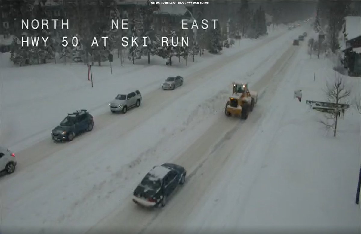Caltrans working around the clock to keep US-50 &amp; I-80 open but we need YOUR HELP. Do NOT travel unless it is essential. Expecting more heavy snow.❄️When the highways are full of motorists we aren't able to plow the roadways as fast. Avoid traveling TODAY. Don't crowd the plow.👷