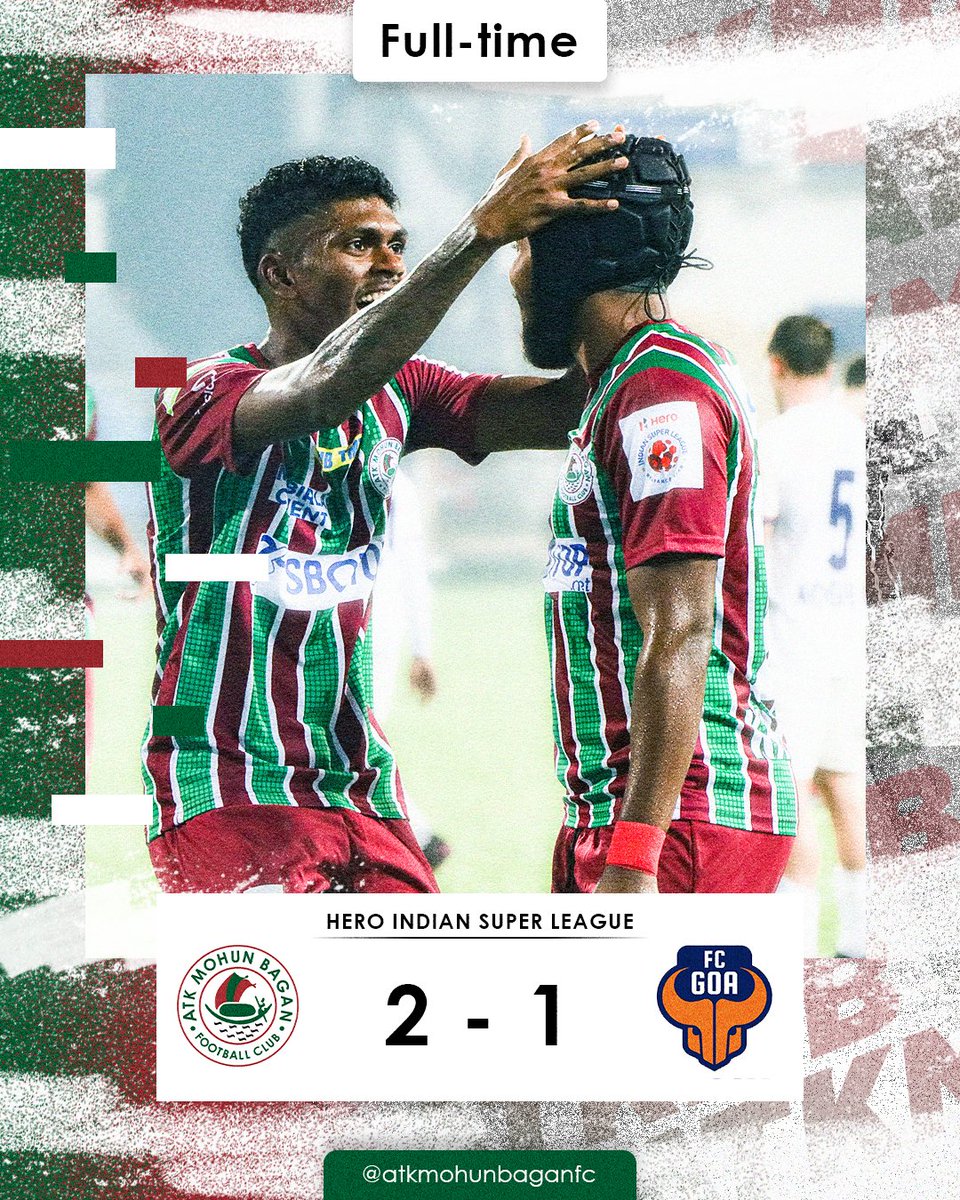 The referee calls time on what has been a hugely entertaining match between two high-calibre sides!

Huge 3⃣ points, WE MOVE! 💚♥️

#ATKMohunBagan #JoyMohunBagan #আমরাসবুজমেরুন #HeroISL #ATKMBFCG