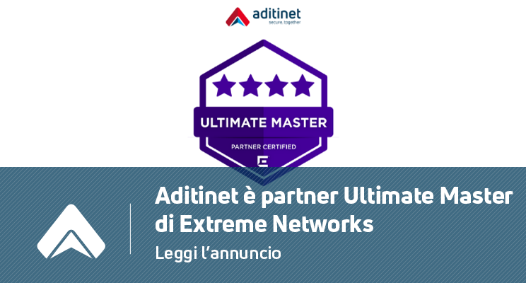 AditinetConsult's tweet photo. #Aditinet è diventata partner #UltimateMaster di Extreme Networks! Un traguardo raggiunto grazie al successo dei progetti realizzati quest'anno in ambito #Networking e alle certificazioni tecniche e di vendita ottenute dal nostro Team. https://t.co/b7xdz7DGs7 https://t.co/mgTAE7dOkN