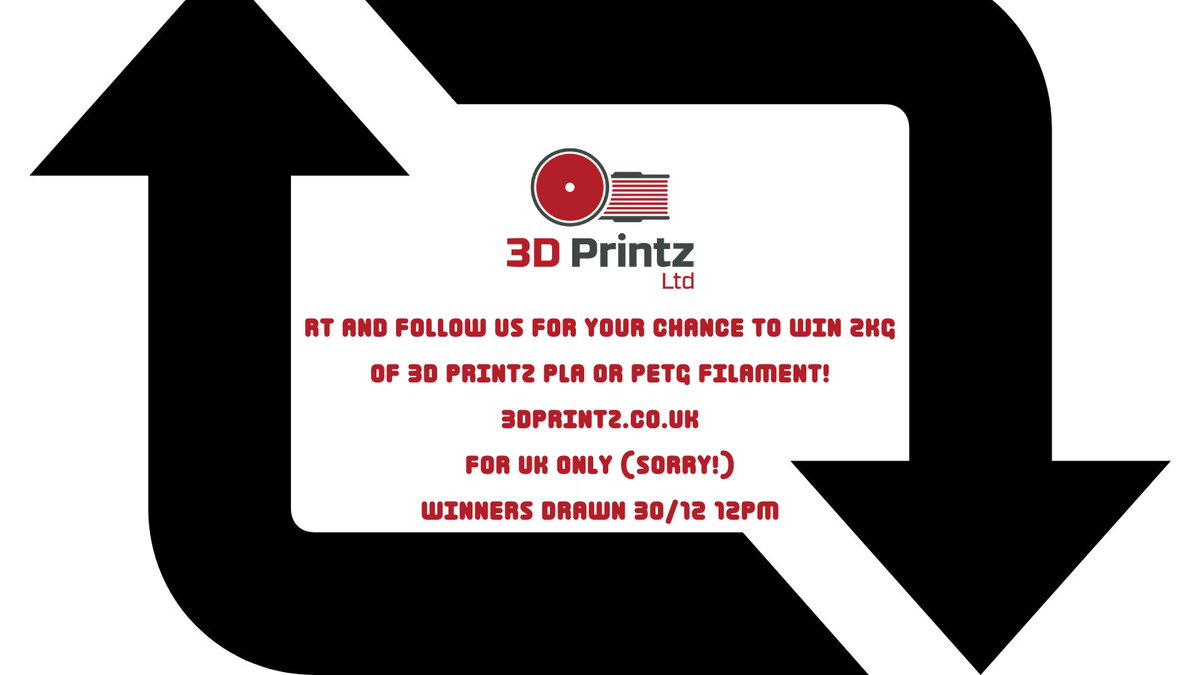 RT &amp; Follow us for your chance to win 2KG of 3D Printz PLA or PETG. (For UK residents only). 
Winners drawn tomorrow! 
3dprintz.co.uk