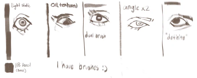 heyo! I made some sketch brushes and thought they were pretty neat. Took inspiration from some of the Clip Studio Paint brushes I used while my ipad was in shipping limbo :) 

https://t.co/B4OzSRiWDt (google drive to download) 