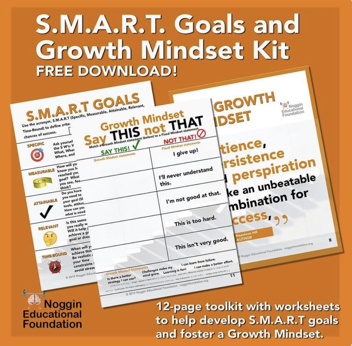noggnfoundation's tweet photo. FREE DOWNLOAD! Forget about resolutions! Help your child (or yourself) develop S.M.A.R.T. goals and foster a Growth Mindset. Download today. https://t.co/bU9V9eahyc
#growthvsfixed #growthmindset #growthmindsetvsfixedmindset #students #newyearsresolution #newyearsgoals #goal https://t.co/q4GJtqytqN