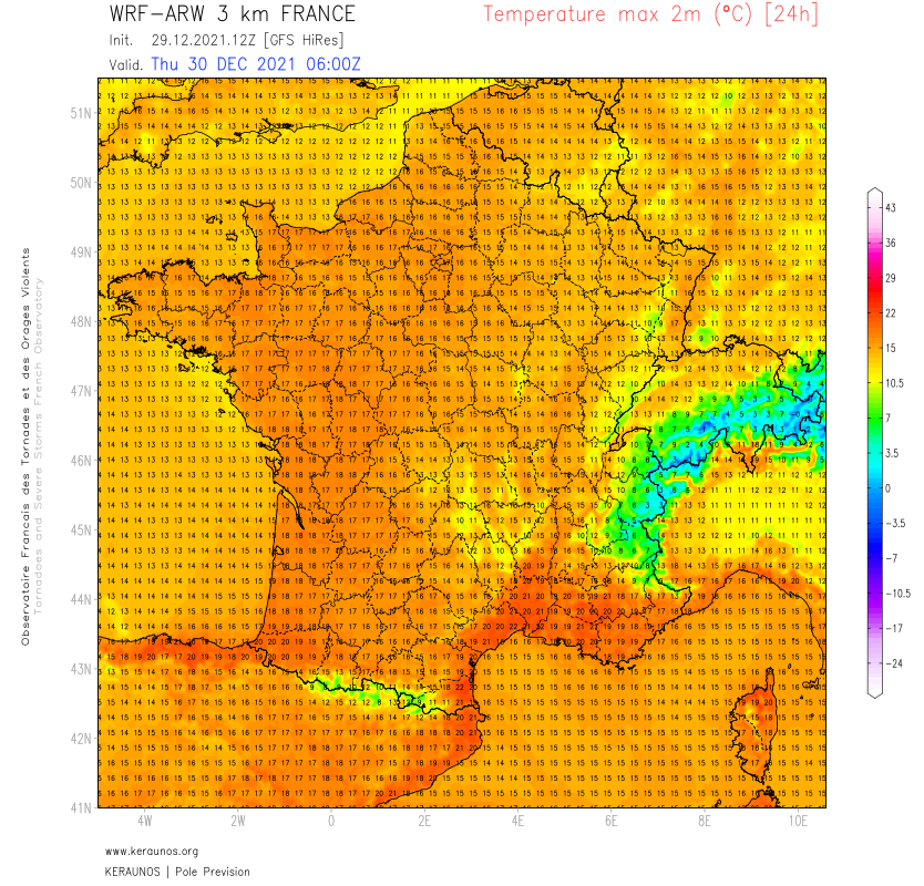 Encore une très grande douceur demain jeudi avec des records mensuels possibles dans le sud-est et sur le nord-ouest du pays notamment. Les températures supérieures à 15°C devraient être assez généralisées. 