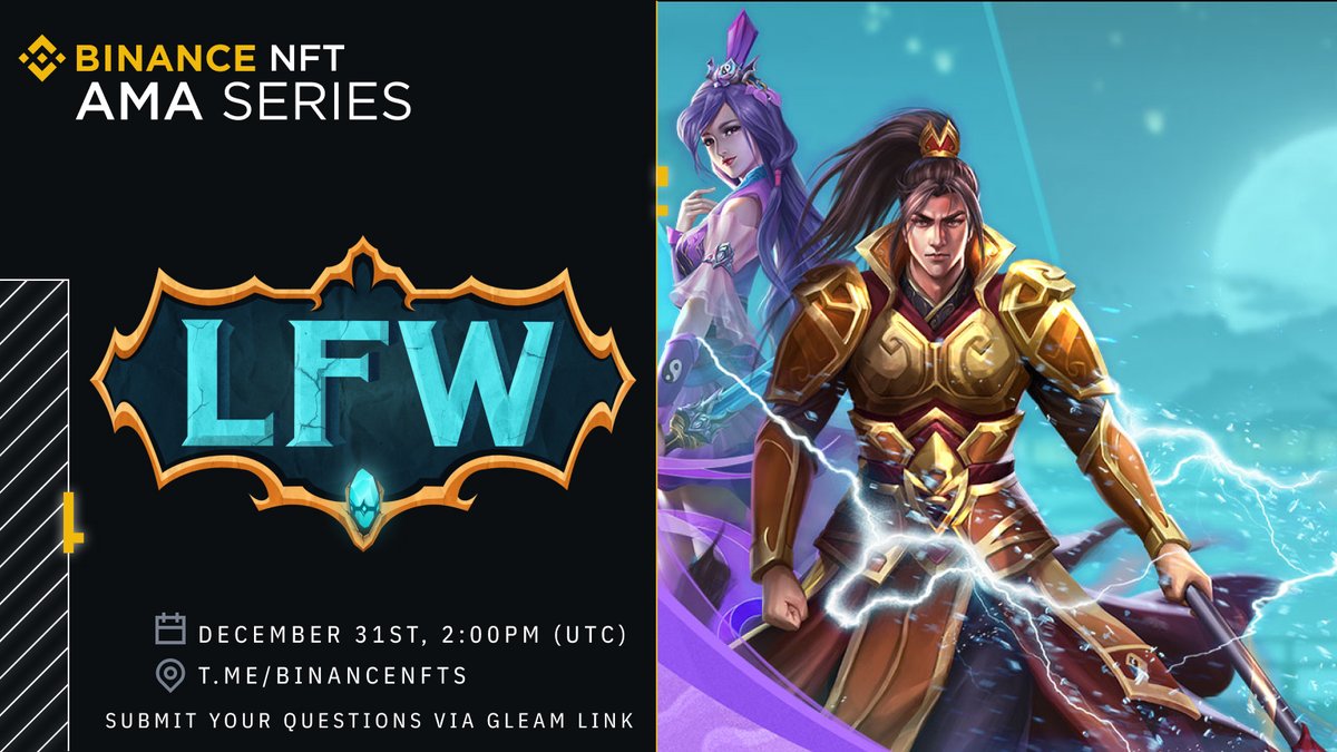 BinanceWallet's tweet photo. Join @Legend_LFW for an AMA on the 31 Dec 2pm UTC on our Telegram group.

They'll be answering all questions about their 3D Turn-Based roleplaying MetaVerse game. 🎮

Submit your questions to them via the link below for a chance to win a special prize! 👇

https://t.co/Bx4VJGT2uK https://t.co/NOjGnBbJNr