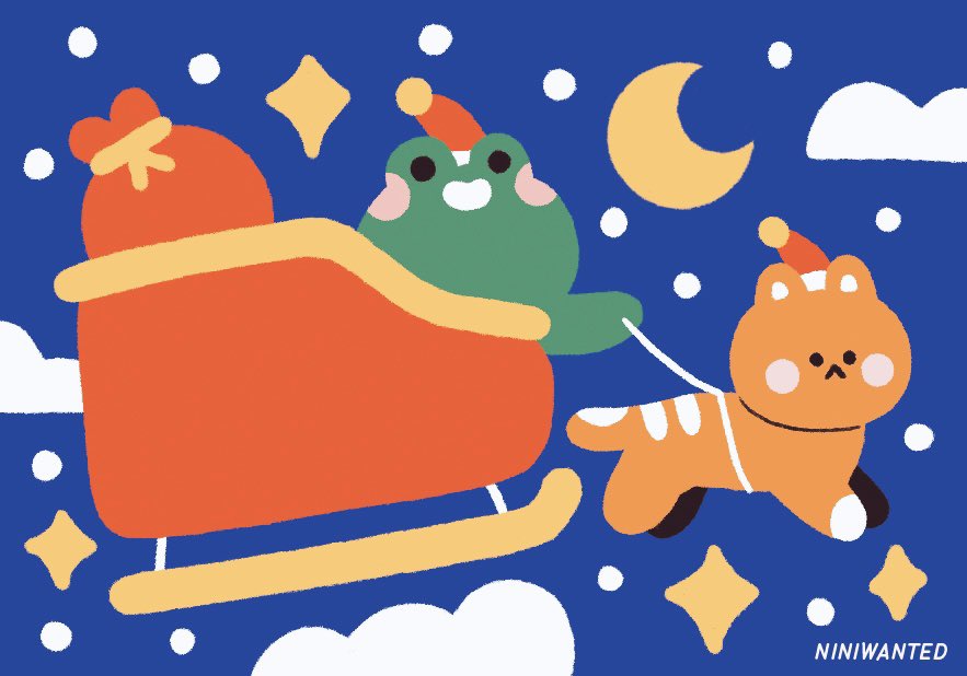 Niniwanted's tweet photo. Santa Frog is late but he does his best https://t.co/ucNpRzZNK7